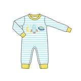 Preorder Samples LR3062 Embroidery Universe Yellow Baby Boys Romper