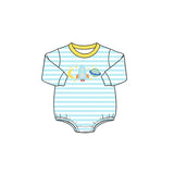 Preorder Samples LR3063 Embroidery Universe Yellow Baby Boys Bubble Romper