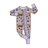 Preorder MOQ 5 pcs Each Style Halloween Pumpkin Bows Baby Sleepers Romper
