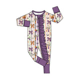 Preorder MOQ 5 pcs Each Style Halloween Pumpkin Bows Baby Sleepers Romper