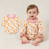 LR3098 Fall Pumpkin Pink Baby Girls Bubble Romper