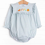 Preorder Samples LR3104 Thanksgiving Day Embroidery Turkey Pumpkin Pie Baby Bubble Romper