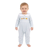 LR3105 Thanksgiving Day Embroidery Turkey Pumpkin Pie Baby Romper