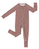 Preorder Samples LR3113 Brown Plaid Baby Sleepers Romper