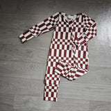 Preorder Samples LR3114 Brown Plaid White Baby Sleepers Romper