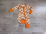 Preorder Samples LR3119 Thanksgiving Day Turkey Pumpkin Bows Baby Sleepers Romper