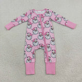 LR3125 Christmas Santa Pink Baby Sleepers Romper