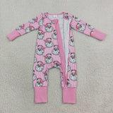 LR3125 Christmas Santa Pink Baby Sleepers Romper