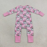 LR3125 Christmas Santa Pink Baby Sleepers Romper