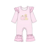 Preorder MOQ 5 Pcs Each Style Fall Pumpkin Dog Pink Stripe Kids Girls Clothes