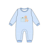 Preorder MOQ 5 Pcs Each Style Fall Pumpkin Dog Blue Stripe Kids Boys Clothes