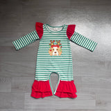 Preorder Samples Embroidery Christmas Elk Kids Girls Matching Clothes