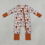 LR3158 Fall Coquette Bows Baby Footie Sleepers Romper