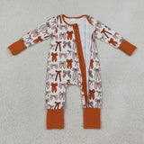 LR3158 Fall Coquette Bows Baby Footie Sleepers Romper