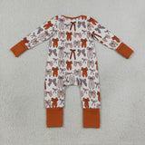 LR3158 Fall Coquette Bows Baby Footie Sleepers Romper
