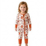 LR3158 Fall Coquette Bows Baby Footie Sleepers Romper