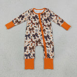 LR3161 Halloween Bows Flower Bat Baby Footie Sleepers Romper