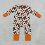 LR3161 Halloween Bows Flower Bat Baby Footie Sleepers Romper