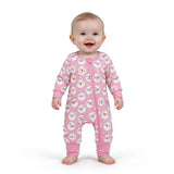 LR3165 Christmas Snowman Pink Baby Footie Sleepers Romper