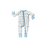 Preorder Samples LR3166 Christmas Snowman Blue Color Baby Footie Sleepers Romper