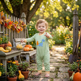 LR3168 Embroidery Fall Pumpkin Dinosaur Baby Boys Romper