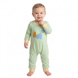 LR3168 Embroidery Fall Pumpkin Dinosaur Baby Boys Romper