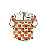 Preorder MOQ 5 pcs Each Style Fall Pumpkin Zipper Baby Boys Romper