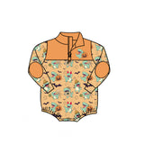 Preorder MOQ 5 pcs Each Style Fall Pumpkin Zipper Baby Boys Romper