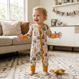 LR3212 Happy New Years Gold Baby Footie Sleepers Romper