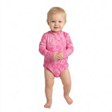 LR3224 Hunting Leaves Rose Red Mockneck Baby Girls Bubble Romper