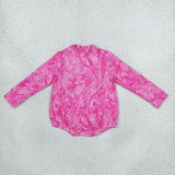 LR3224 Hunting Leaves Rose Red Mockneck Baby Girls Bubble Romper