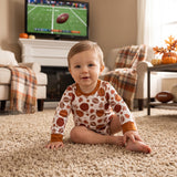 LR3235 Pumpkin Leaves Football Baby Boys Romper