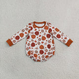 LR3235 Pumpkin Leaves Football Baby Boys Romper