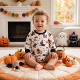 LR3238 Halloween Pumpkin Puppy Ghost Baby Boys Romper