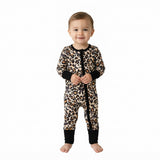 LR3242 Halloween Bat Leopard Baby Footie Sleepers Romper
