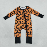 LR3243 Halloween Pumpkin Ghost Baby Footie Sleepers Romper