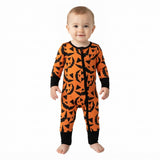 LR3243 Halloween Pumpkin Ghost Baby Footie Sleepers Romper