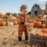 LR3243 Halloween Pumpkin Ghost Baby Footie Sleepers Romper