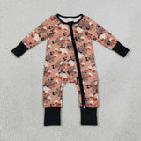 LR3250 Halloween Pumpkin Ghost Baby Footie Sleepers Romper