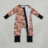 LR3250 Halloween Pumpkin Ghost Baby Footie Sleepers Romper