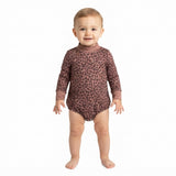 LR3264 Leopard Print Middle Neckline Baby Bubble Romper