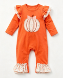 Preorder MOQ 5 pcs Each Style Fall Pumpkin Flower Orange Kids Matching Clothes