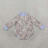 LR3307 Hunting Camo Blue Middle Neckline Yoga Baby Bubble Romper