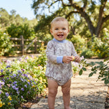LR3307 Hunting Camo Blue Middle Neckline Yoga Baby Bubble Romper