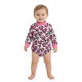 LR3332 Valentine's Day Love Leopard Rose Red Mockneck Baby Bubble Romper