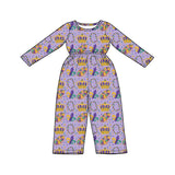 Preorder MOQ 5 pcs Each Style Mardi Gras Girl's Jumpsuit & Scallop Edge Set Kids Matching Clothes