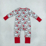 LR3345 Christmas Santa Camo Baby Footie Sleepers Romper