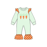 Preorder MOQ 5 pcs Each Style Easter Carrots Dots Print Ruffles Kids Matching Clothes