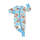 Preorder MOQ 5 pcs Each Style Easter Bunny Eggs Blue Kids Matching Clothes