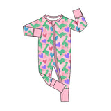 Preorder MOQ 5 pcs Each Style Valentine's Day Love Dinosaur Ruffles Pink Kids Matching Clothes
